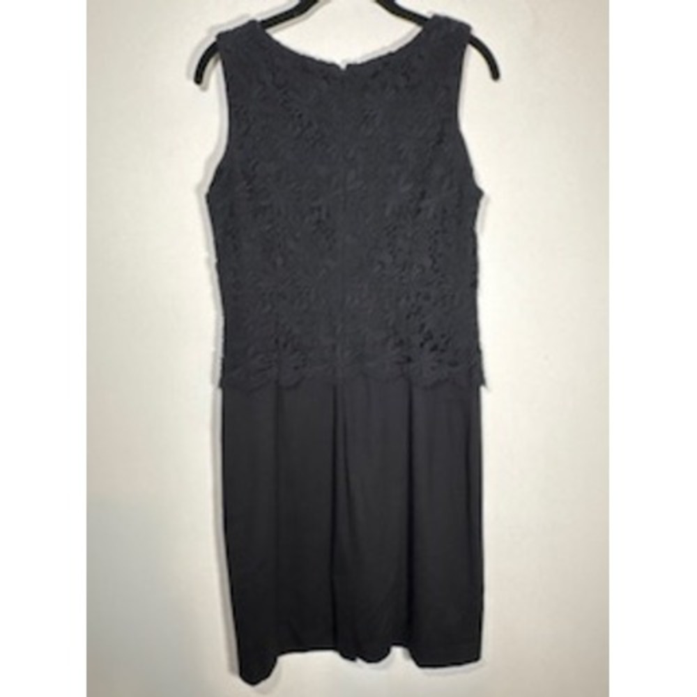 TALBOTS Lace Bodice Dress 8 Black Sleeveless Floral Overlay LBD Cocktail Classic